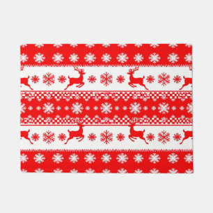 Weihnachtsmuster mit Rentieren und Schneeflocken Fußmatte