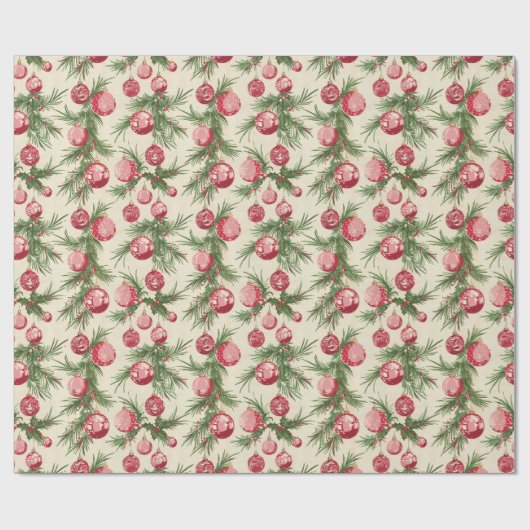 Weihnachtsmuster mit rosafarbenen Ornamenten und P Geschenkpapier (Flach)