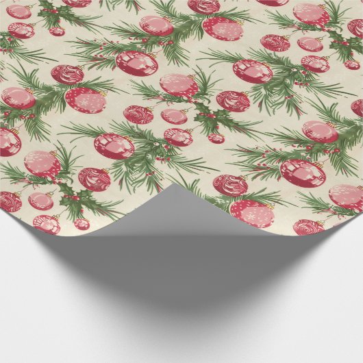 Weihnachtsmuster mit rosafarbenen Ornamenten und P Geschenkpapier (Ecke)