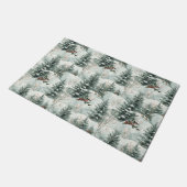 Weihnachtsmuster mit Schneewald und Pinienbäumen Fußmatte (Schrägansicht)