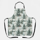 Weihnachtsmuster mit Schneewald und Pinienbäumen Schürze (Vorderseite)
