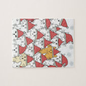 Weihnachtsmuster mit vielen lustigen Katzen Puzzle (Horizontal)