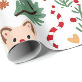 Weihnachtsmuster mit Waldfreunden Geschenkpapier (Rolleneckpunkt)