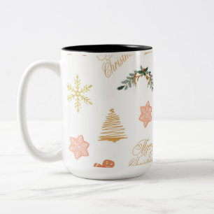 Weihnachtsmuster mit Weihnachtsbaumkeksen Zweifarbige Tasse