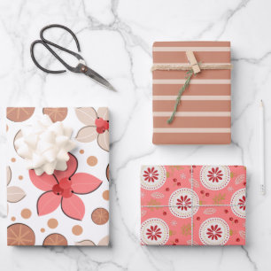 Weihnachtsmuster Moderne Blume Geschenkpapier Set