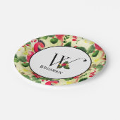 Weihnachtsmuster Monogram Initial W Personalisiert Pappteller (Schrägansicht)