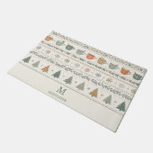 Weihnachtsmuster-Monogramm Fußmatte (Schrägansicht)