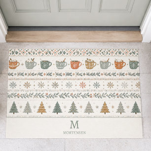 Weihnachtsmuster-Monogramm Fußmatte