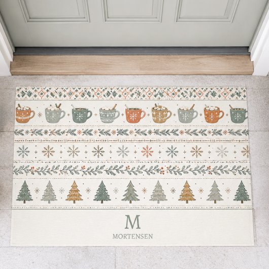 Weihnachtsmuster-Monogramm Fußmatte