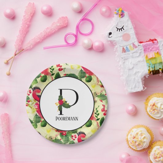 Weihnachtsmuster Monogramm Initial P Personalisier Pappteller (Party)
