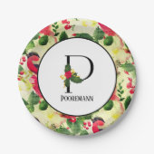 Weihnachtsmuster Monogramm Initial P Personalisier Pappteller (Vorderseite)