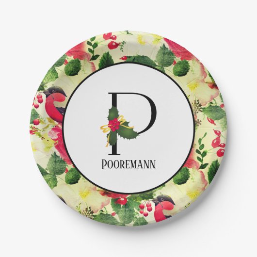 Weihnachtsmuster Monogramm Initial P Personalisier Pappteller (Vorderseite)