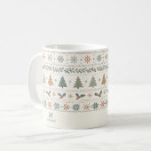 Weihnachtsmuster-Monogramm Kaffeetasse (Vorderseite Links)