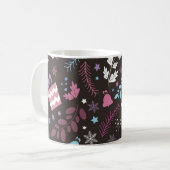 Weihnachtsmuster nahtlos mit Baum, Schnee, Geschen Kaffeetasse (Vorderseite Links)
