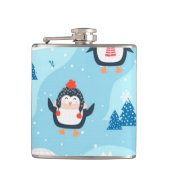 Weihnachtsmuster nahtlos mit Pinguin Flachmann (Vorderseite)
