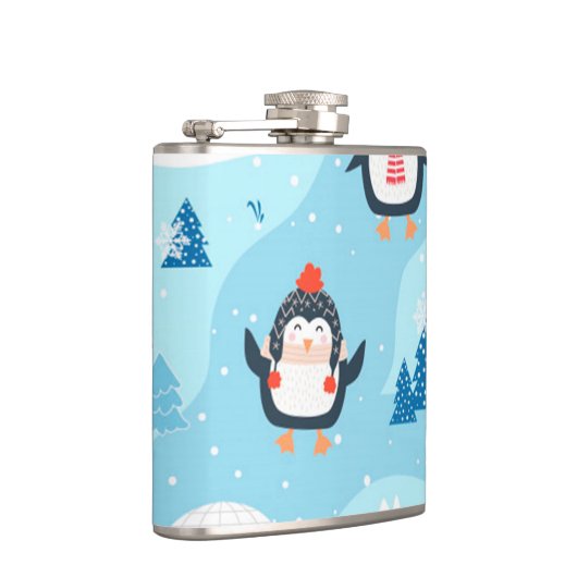 Weihnachtsmuster nahtlos mit Pinguin Flachmann (Rechts)