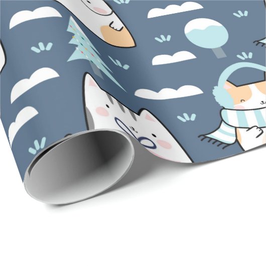 Weihnachtsmuster Niedlicher Katzen, Geschenke Geschenkpapier (Rolleneckpunkt)