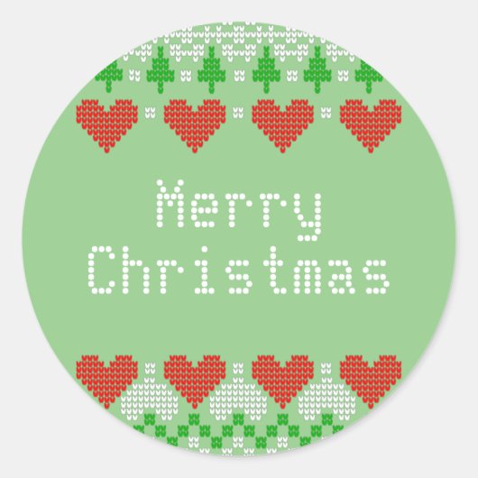 Weihnachtsmuster Niedliches X-Mas-Strick-Design Runder Aufkleber (Vorderseite)
