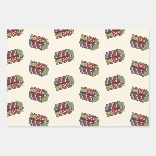 Weihnachtsmuster, Nutcracker Toy Soldier Geschenkpapier Set (Vorderseite 2)
