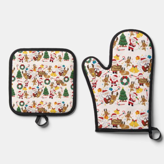 Weihnachtsmuster ofenhandschuh & Topflappen-Set (Vorderseite)