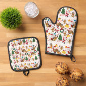 Weihnachtsmuster ofenhandschuh & Topflappen-Set (Oben Unten)