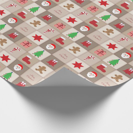 Weihnachtsmuster - Papier - Beige Geschenkpapier (Ecke)