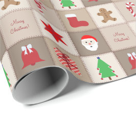 Weihnachtsmuster - Papier - Beige Geschenkpapier