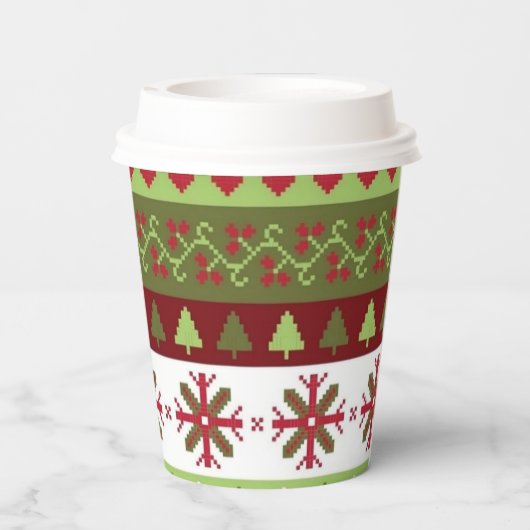 Weihnachtsmuster Papier-Cup Pappbecher (Rückseite)