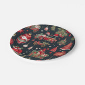 Weihnachtsmuster Pappteller (Schrägansicht)