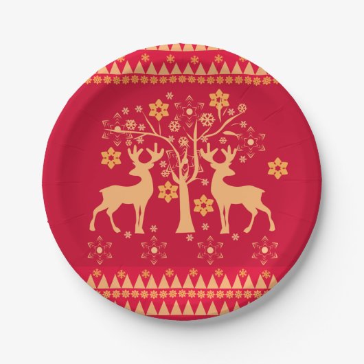 Weihnachtsmuster Pappteller (Vorderseite)
