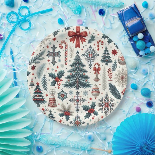 Weihnachtsmuster Pappteller (Party)
