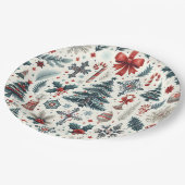 Weihnachtsmuster Pappteller (Schrägansicht)