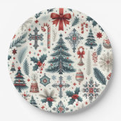 Weihnachtsmuster Pappteller (Vorderseite)