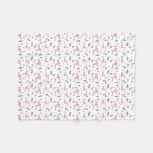 Weihnachtsmuster Pink Poodle Silhouette Blanken Fleecedecke (Vorderseite (Horizontal))