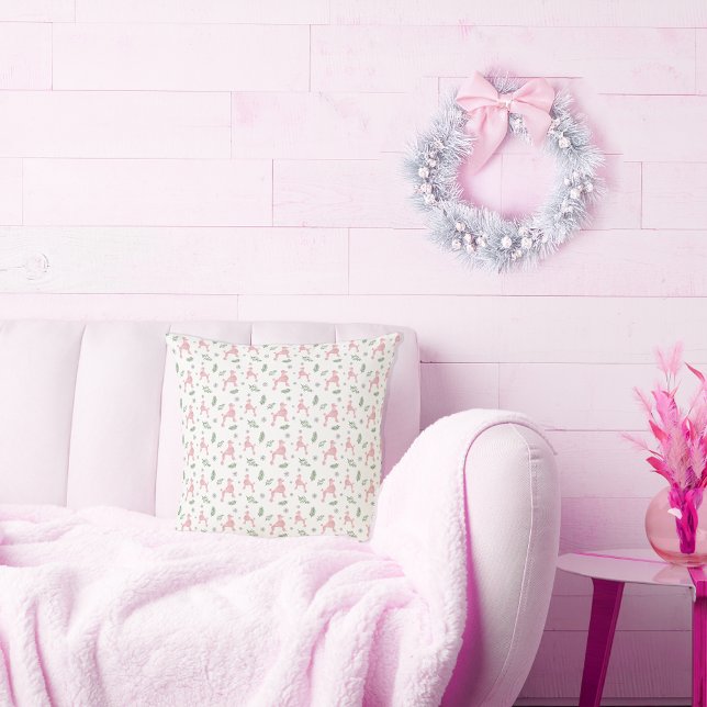 Weihnachtsmuster Pink Poodle Silhouette Kissen (Von Creator hochgeladen)