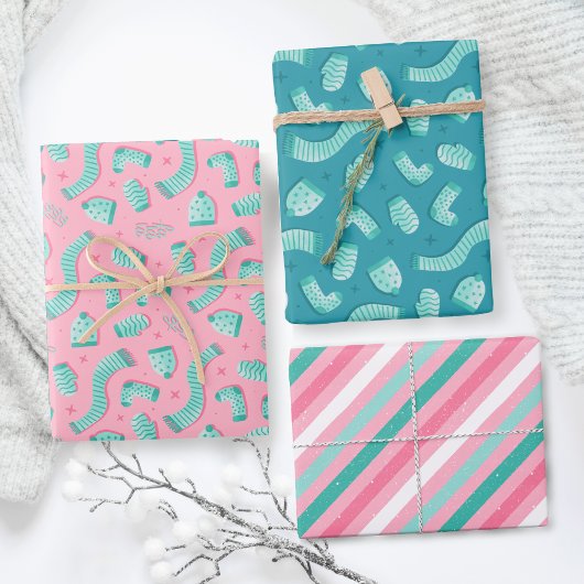 Weihnachtsmuster Pink Weihnachtswrapping Paper Geschenkpapier Set