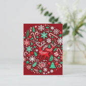 Weihnachtsmuster Postkarte (Stehend Vorderseite)