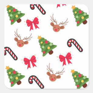 Weihnachtsmuster Quadratischer Aufkleber