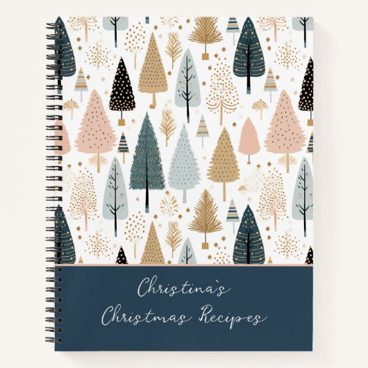 Weihnachtsmuster Rezept Notizblock (Vorderseite)
