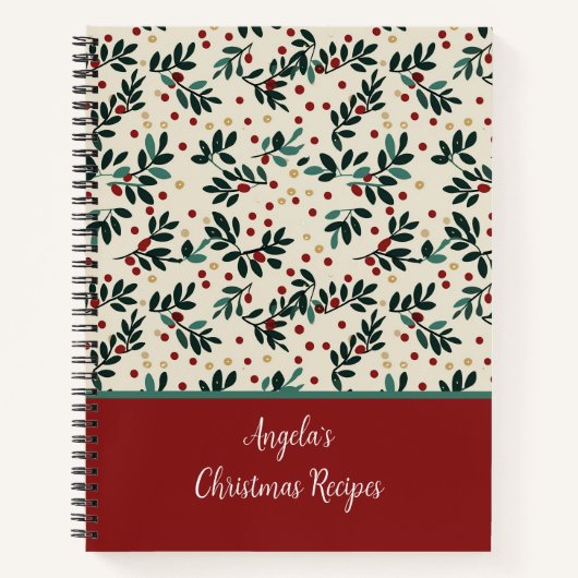 Weihnachtsmuster Rezept Notizblock (Vorderseite)