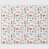 Weihnachtsmuster Rocking Horst Ice Skate Geschenk Geschenkpapier (Flach)