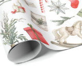 Weihnachtsmuster Rocking Horst Ice Skate Geschenk Geschenkpapier (Rolleneckpunkt)