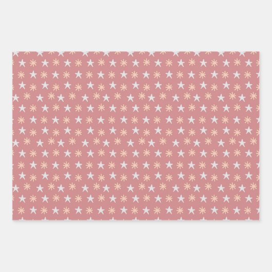 Weihnachtsmuster Rosa Tree und Sterne Geschenkpapier Set (Vorderseite 3)
