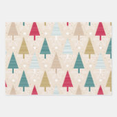 Weihnachtsmuster Rosa Tree und Sterne Geschenkpapier Set (Vorderseite)