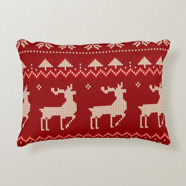 Weihnachtsmuster rot dekokissen (Vorderseite)