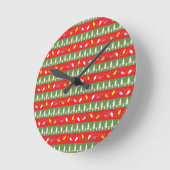 Weihnachtsmuster rot und grün runde wanduhr (Winkel)
