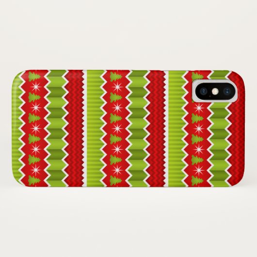 Weihnachtsmuster Rot und Grün Zickzack Streifen Case-Mate iPhone Hülle (Rückseite (Horizontal))