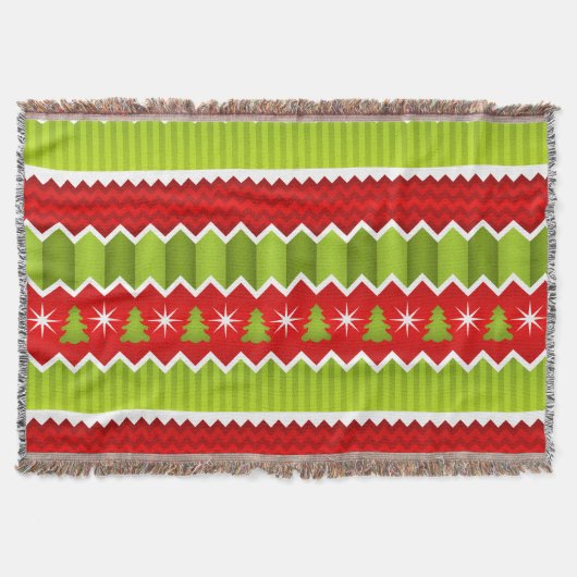 Weihnachtsmuster Rot und Grün Zickzack Streifen Decke (Vorderseite)