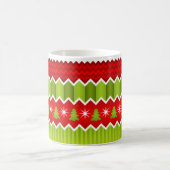 Weihnachtsmuster Rot und Grün Zickzack Streifen Kaffeetasse (Mittel)