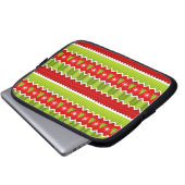 Weihnachtsmuster Rot und Grün Zickzack Streifen Laptopschutzhülle (Vorne Knopf)